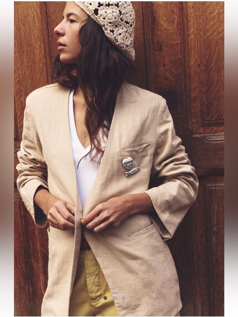 Free People Poppy Linen Blazer Semolina Ecru
